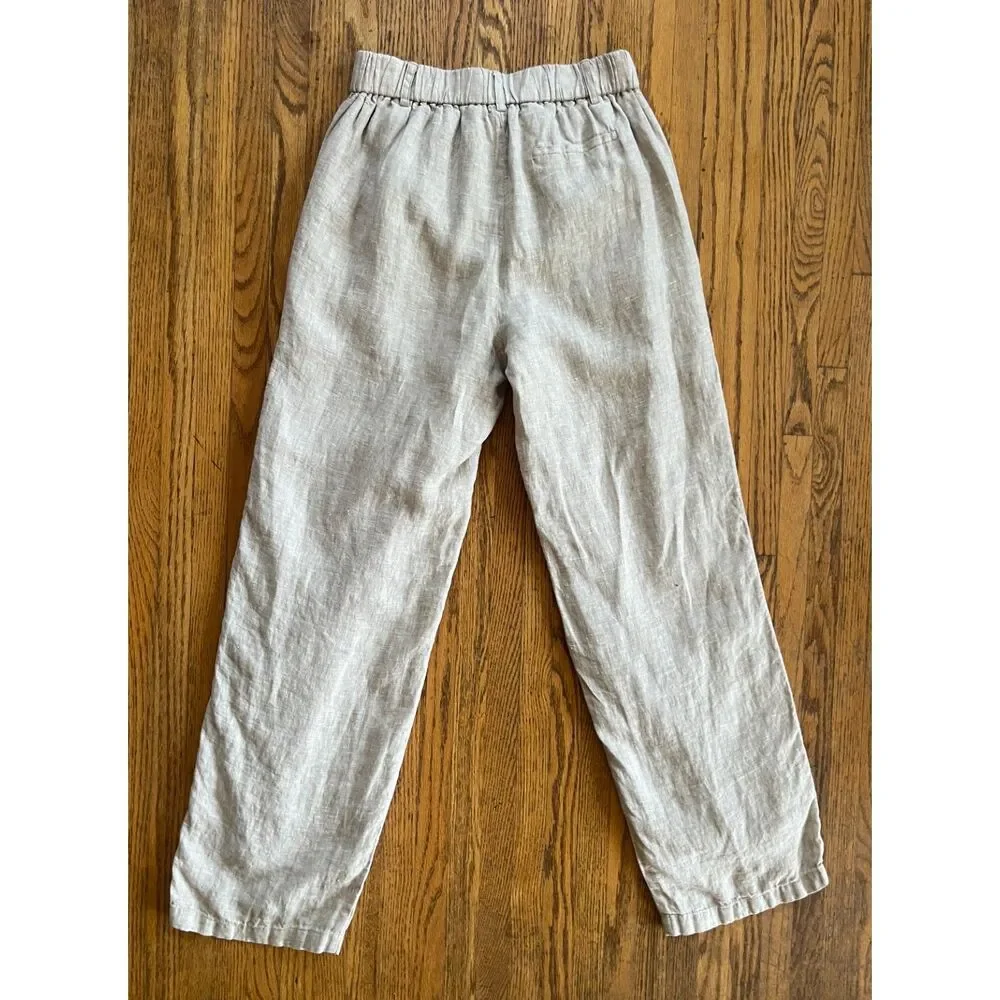 Quince Natural Linen-Blend Straight Leg Pants